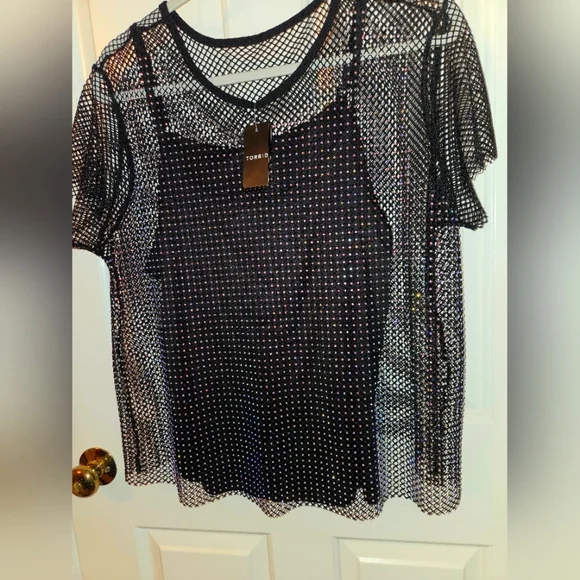 Torrid Bedazzled Mesh Boxy Crop Top - Picture 3 of 8